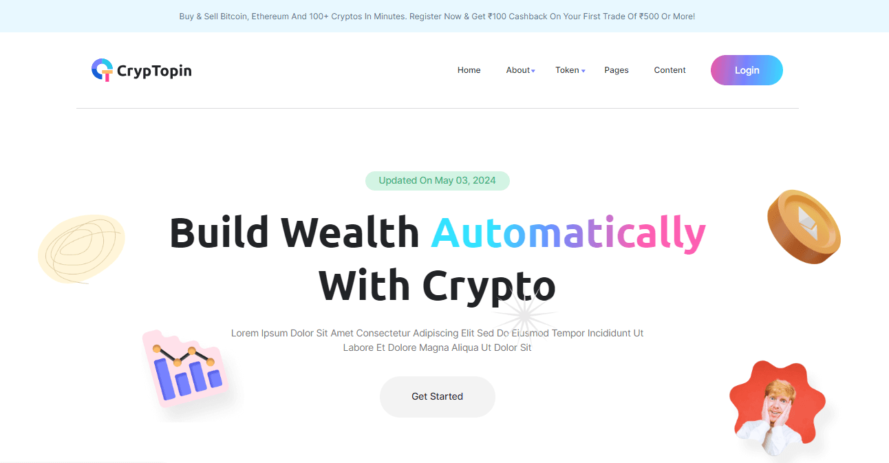 Cryptocurrency tracker — tokens and prices