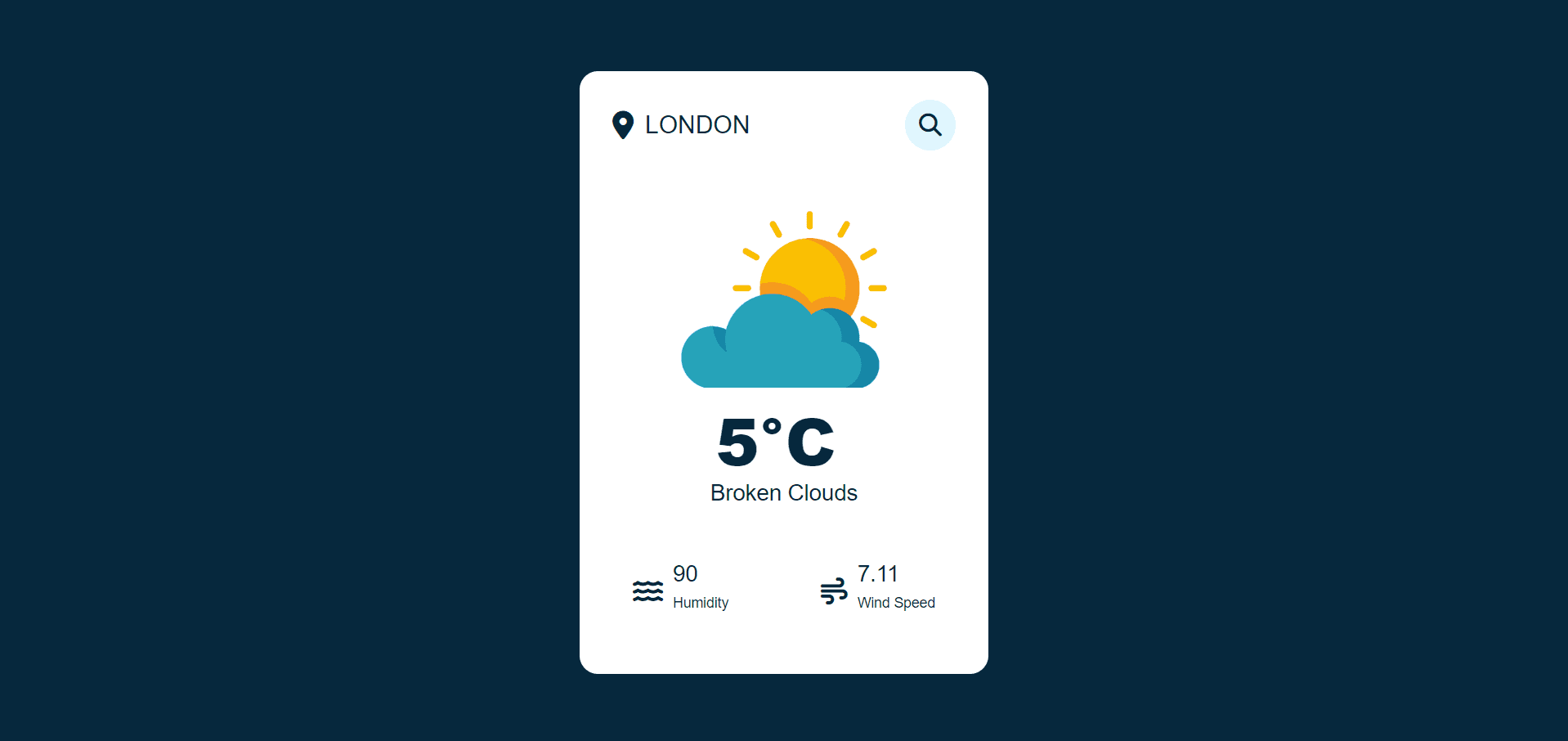 Weather app — city forecast screen